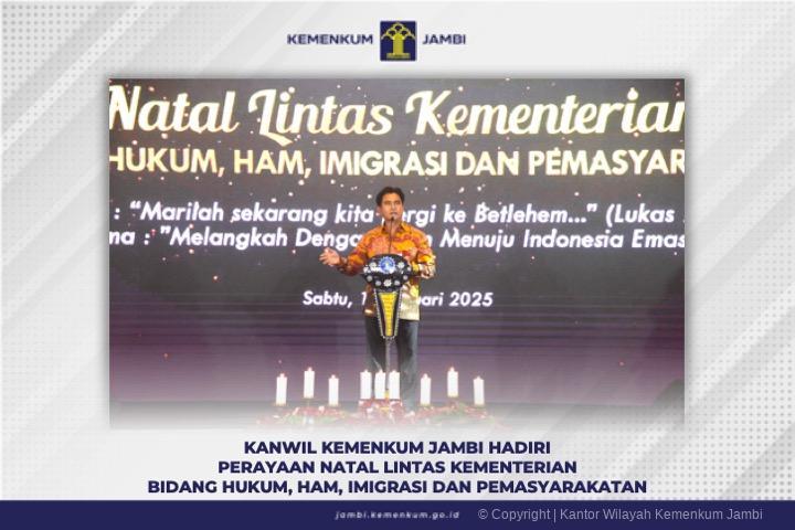 Kanwil Kemenkum Jambi Hadiri Perayaan Natal Lintas Kementerian Bidang Hukum, HAM, Imigrasi dan Pemasyarakatan