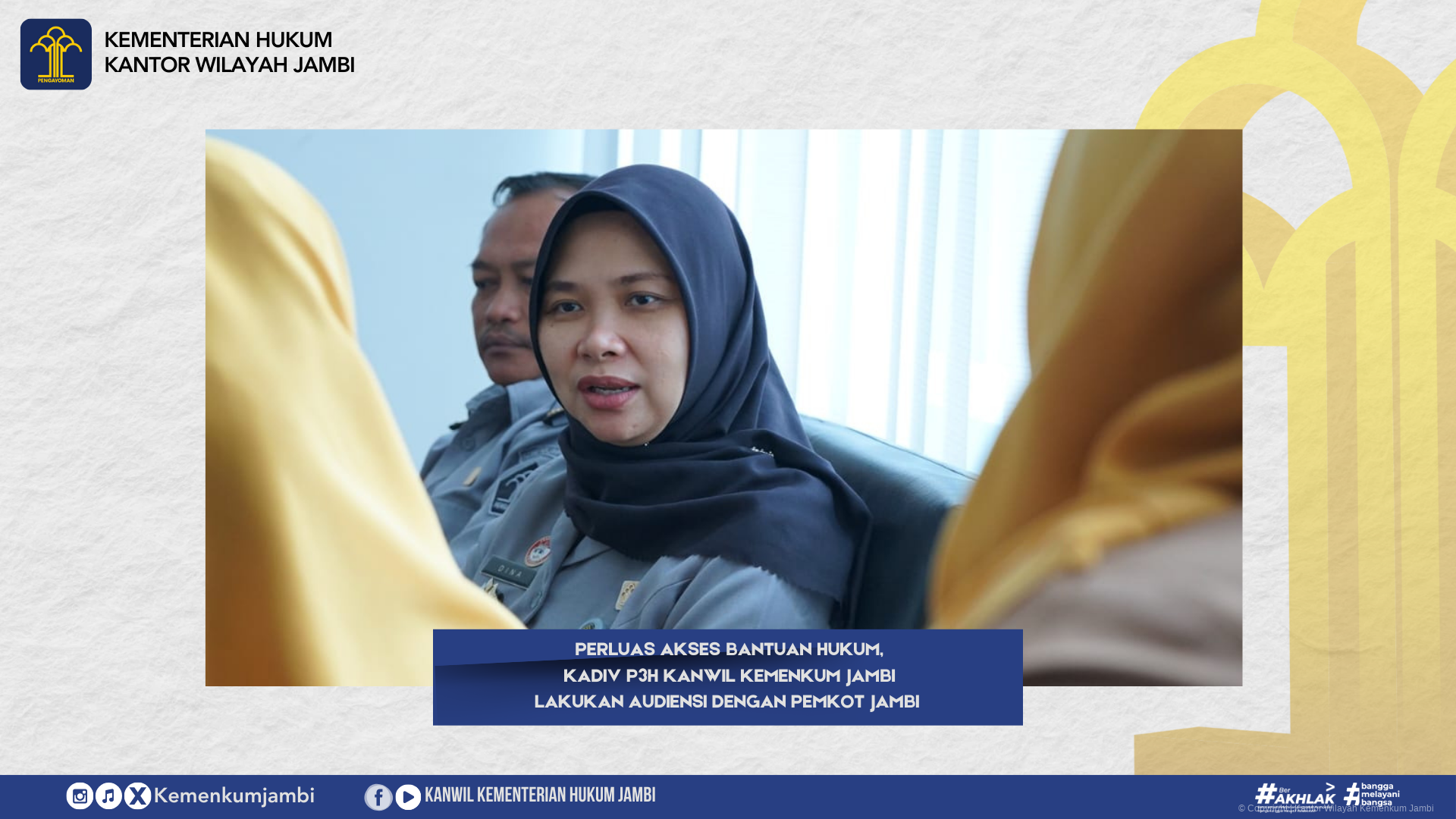 Perluas Akses Bantuan Hukum, Kadiv P3H Kanwil Kemenkum Jambi  lakukan Audiensi dengan Pemkot Jambi 